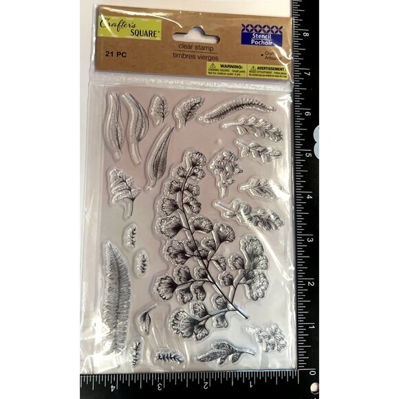 Crafters Square 21-Piece Clear Stamp Set With Botanical & Leaf Designs 375739 - Picture 1 of 4